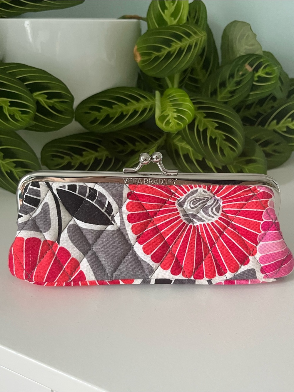 Vera Bradley KissLock Slim Case “Cheery Blossoms” Makeup Coin Pencil Pouch